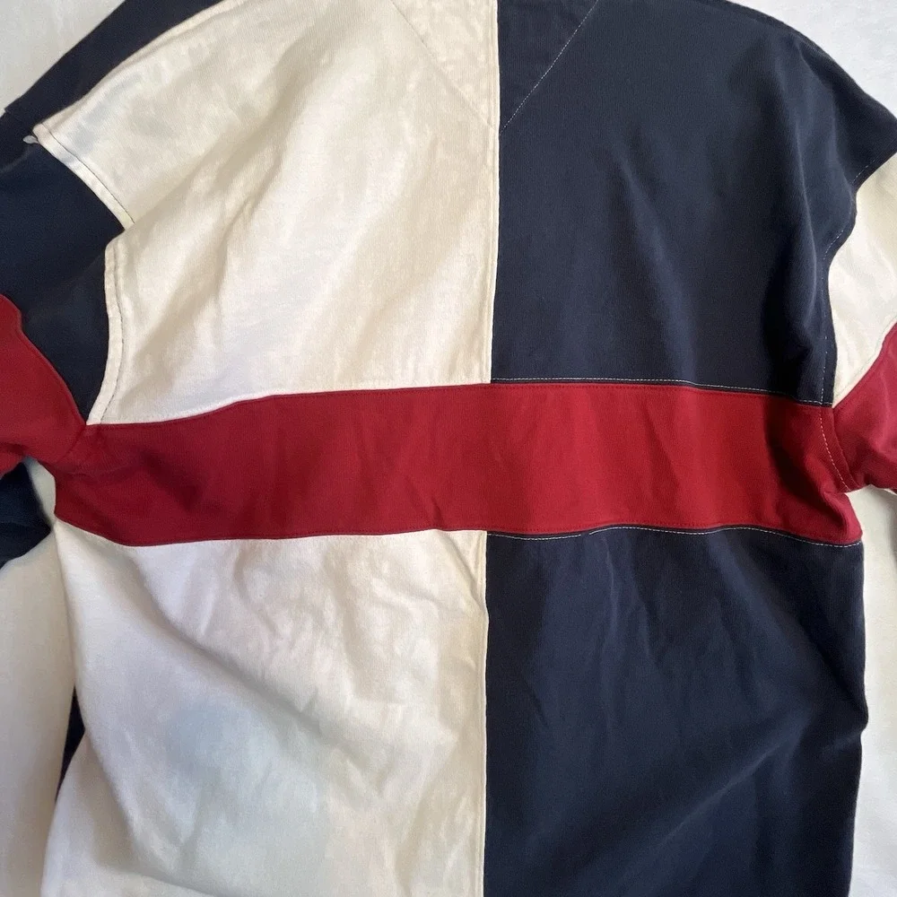 Vintage‎ Rugby Tommy Hilfiger Polo Sport Color block Spell Out Logo 90s